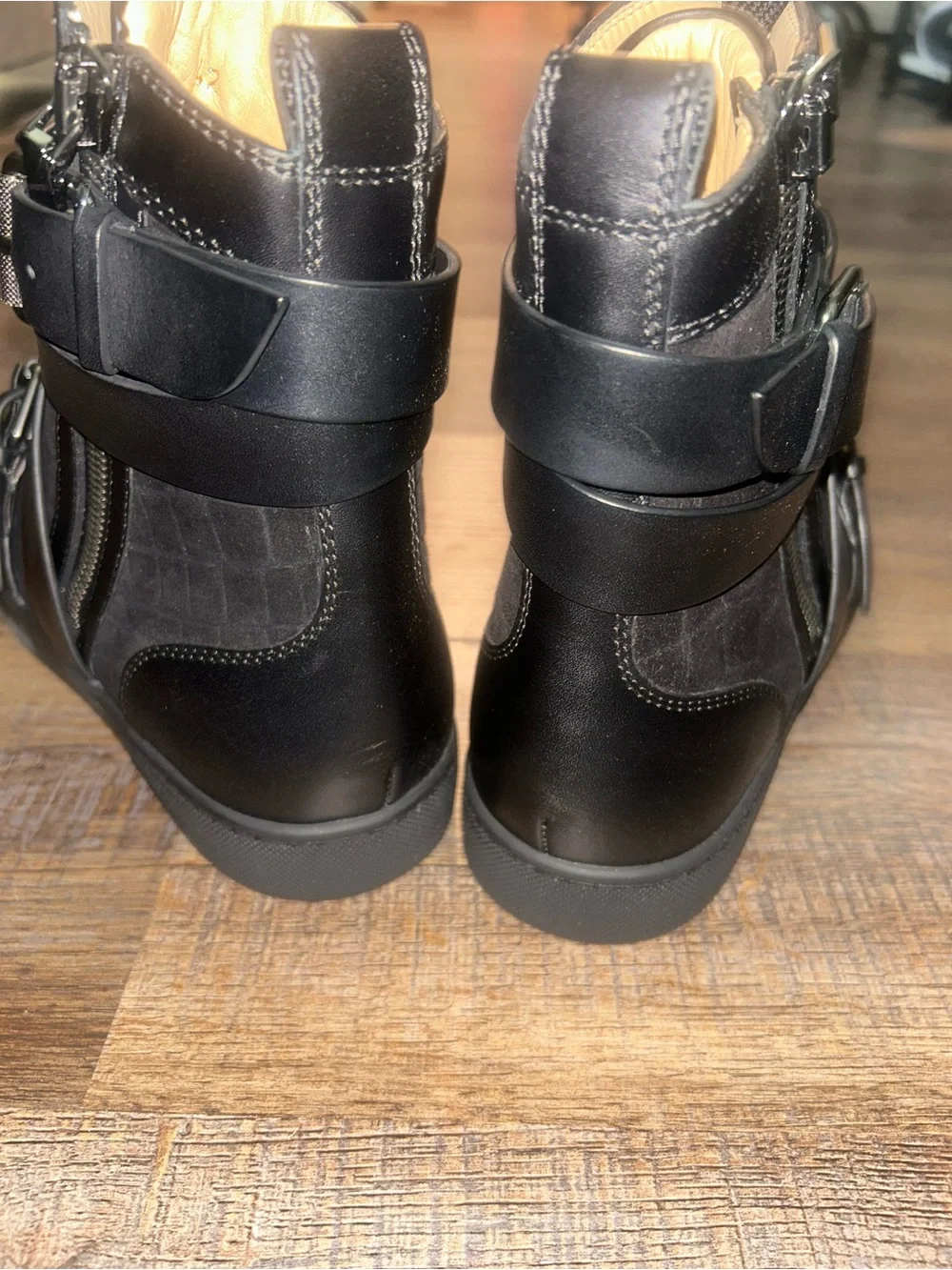 Men’s Black Strappy High-Top Sneakers